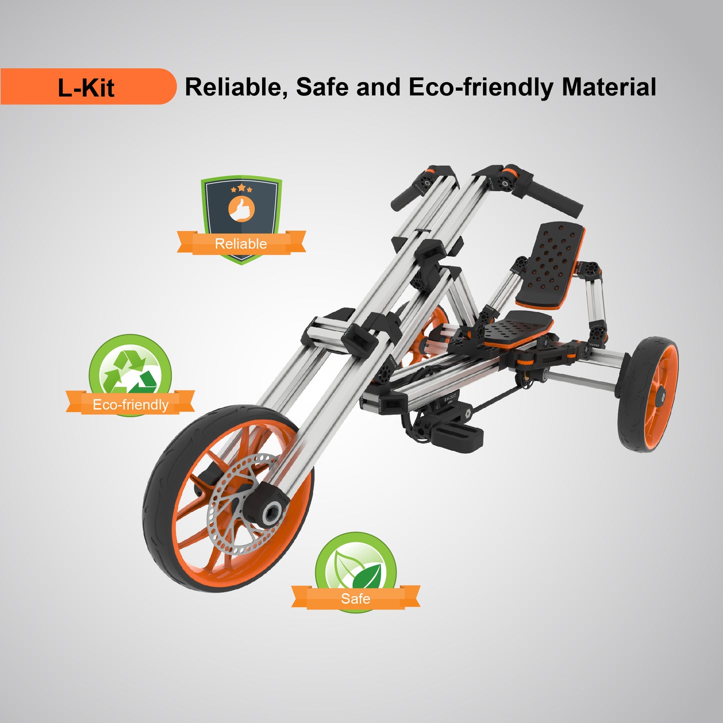KidRock Buildable Kit 20 in 1 Kids Go Kart Set, Suitable for 1 to 8 Years Old, Two Wheel Bike, Three Wheel Bike, Go Kart, Sit/Stand Scooter, etc. Most Popular L Kit (Non Electric)